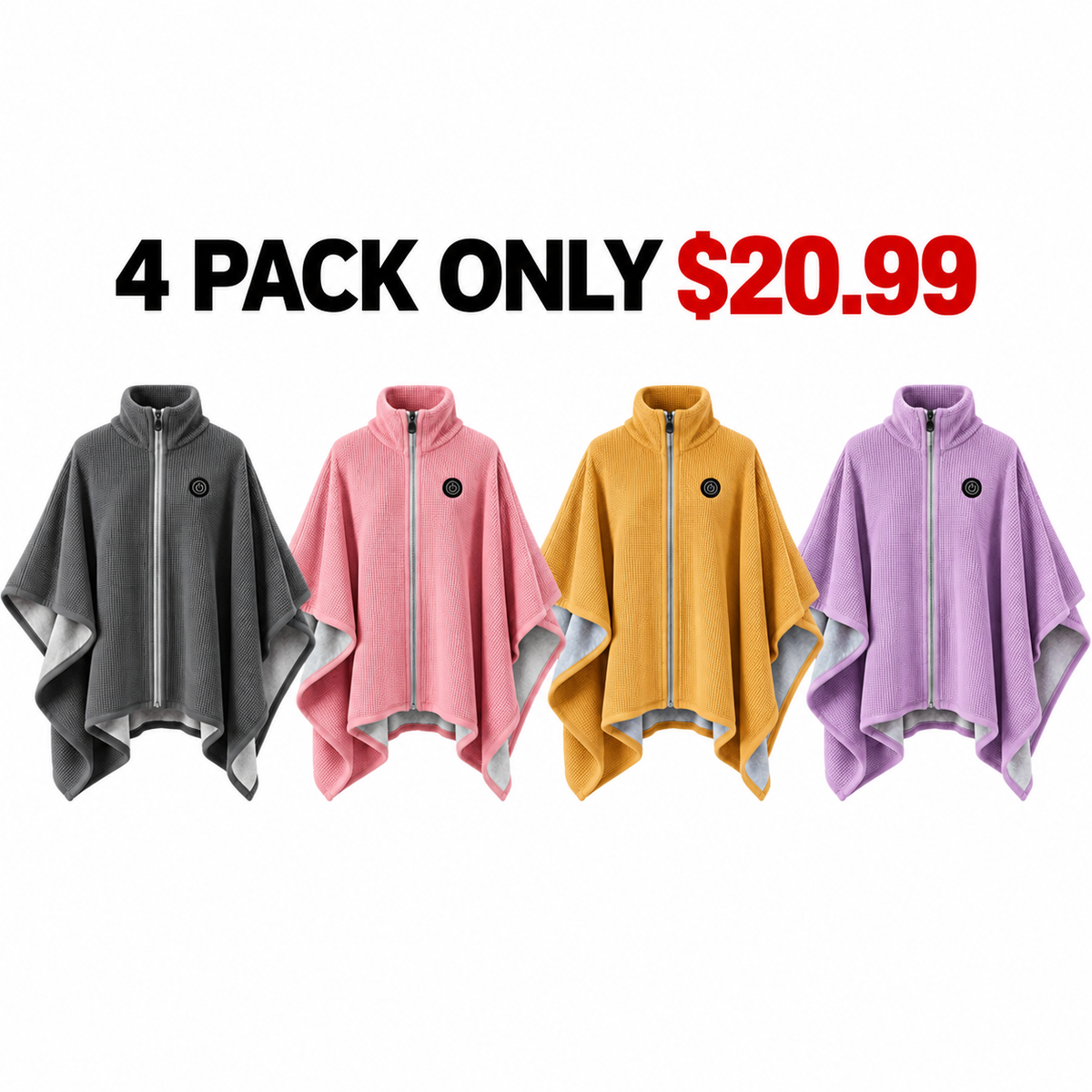 Black Friday Sale | Washable Fleece USB Heated Wrap Poncho