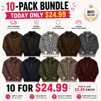 🔥Limited-Time Special Offer|Women's Leopard Print Oversized Half-Zip Pullover – Soft Casual Sweatshirt