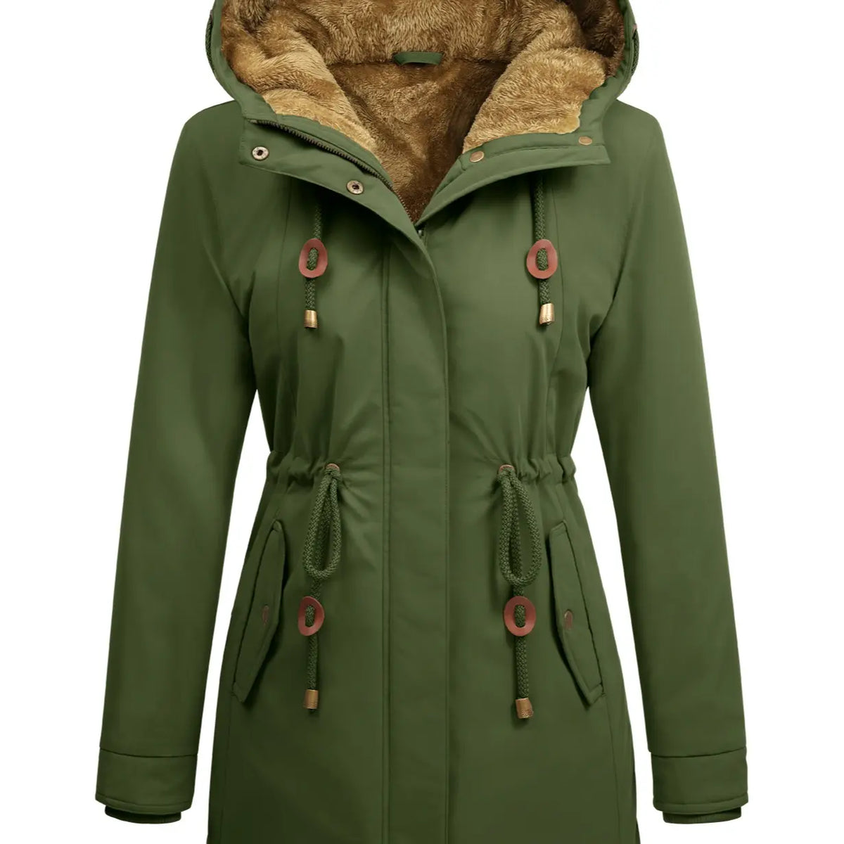Women's Fleece Parka Jacket, Hooded, Long Warm