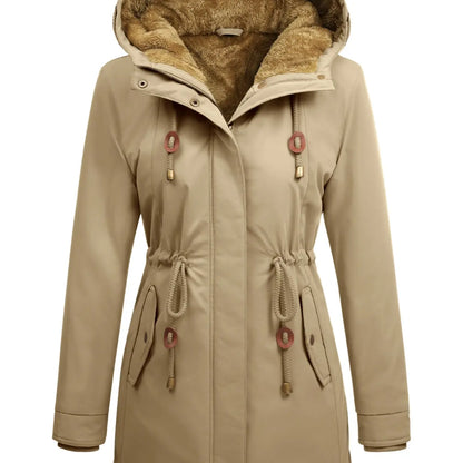 Women's Fleece Parka Jacket, Hooded, Long Warm