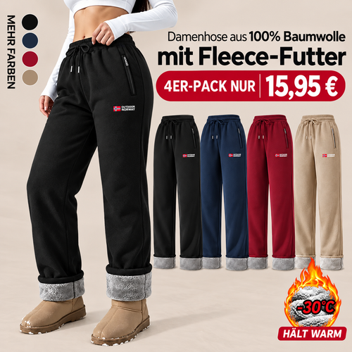 Damen-Thermohose aus 100 % Baumwolle mit warmem Fleecefutter
