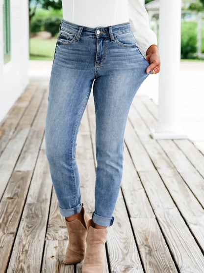 Tummy Control Cuffed Slim Fit Jeans (🔥 Buy 1, Get 1 FREE – Limited Time!)