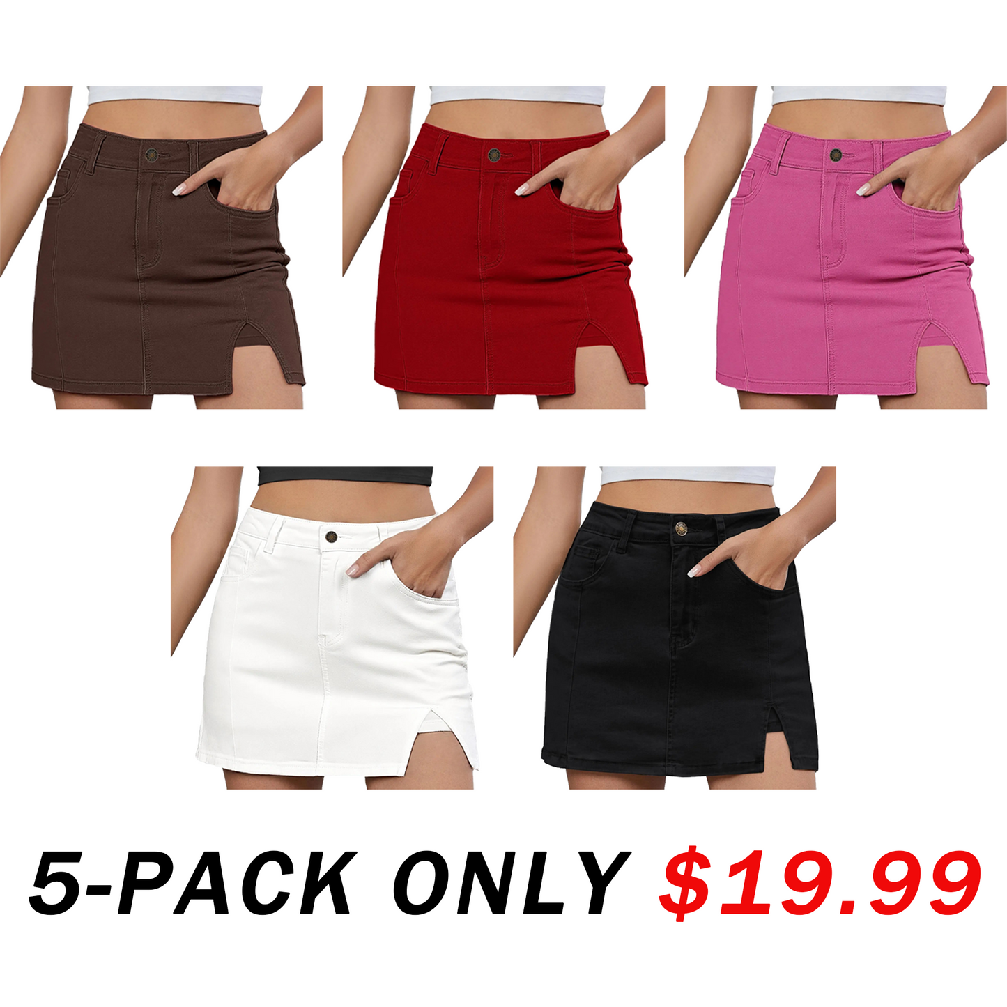 🛍️Women's Minimalist High-Waisted Denim Mini Skirt Shorts with Side Slit