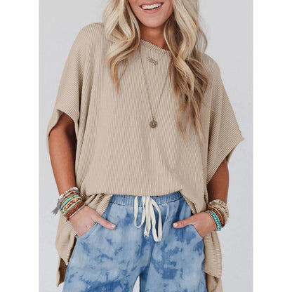 Women's Loose Knit Crew Neck Tunic Top