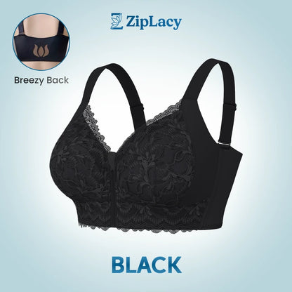 ZipLacy - Ultra Soft Front Zip Wireless Lifting Bra
