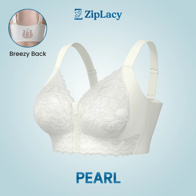 ZipLacy - Ultra Soft Front Zip Wireless Lifting Bra
