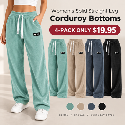 Women's Solid Straight Leg Corduroy Bottoms-100% Cotton