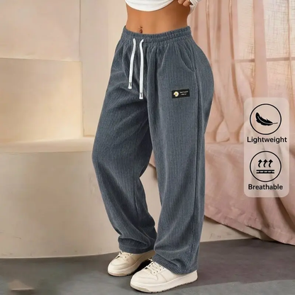 Women's Solid Straight Leg Corduroy Bottoms-100% Cotton