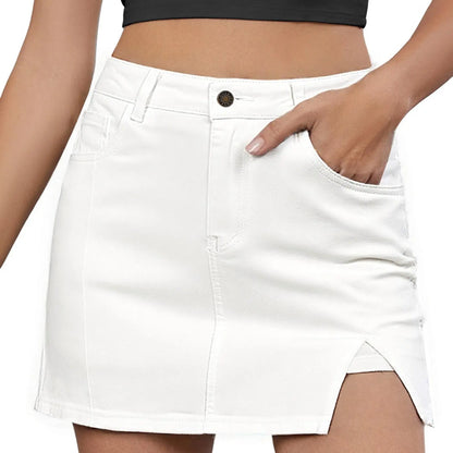 🛍️Women's Minimalist High-Waisted Denim Mini Skirt Shorts with Side Slit