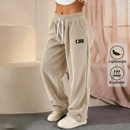 Women's Solid Straight Leg Corduroy Bottoms-100% Cotton