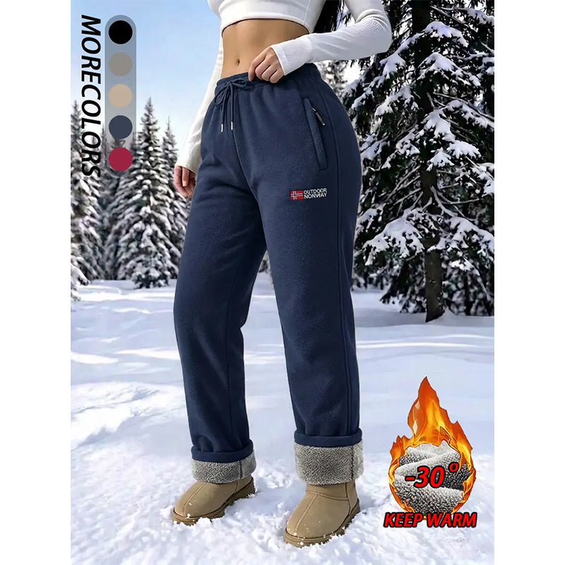 Damen-Thermohose aus 100 % Baumwolle mit warmem Fleecefutter