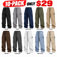 10-PACK -Black + Gray + Dark Blue + Olive Green + Khaki + Brown + Charcoal + White + Light Blue + Beige