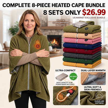 Black Friday Sale | Washable Fleece USB Heated Wrap Poncho