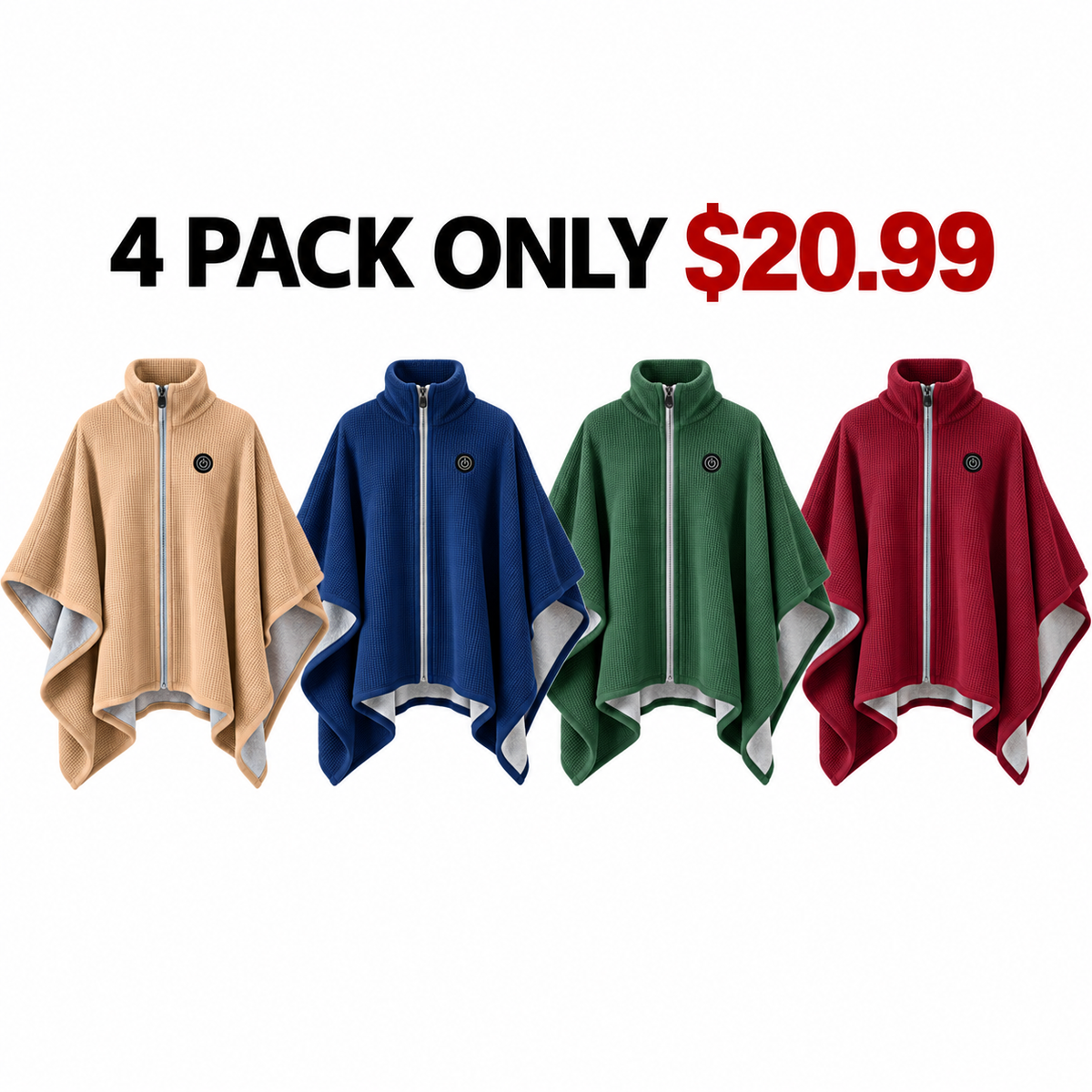 Black Friday Sale | Washable Fleece USB Heated Wrap Poncho