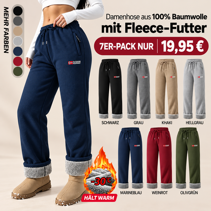 Damen-Thermohose aus 100 % Baumwolle mit warmem Fleecefutter