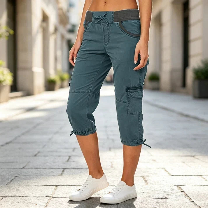 Women's High-Waist Cargo Capri Pants